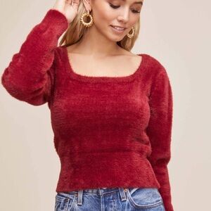 ASTR The Label square neck fuzzy cropped sweater size small